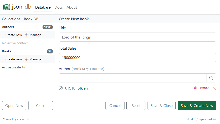 json-db editor